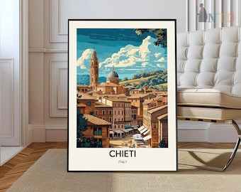 Chieti Italy Travel Poster: Abruzzo Cityscape Art Print