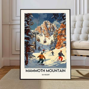 Mammoth Mountain Ski Resort Poster, California Travel Poster, Skiing Print, Vintage Ski Poster, Mammoth Lakes, Mammoth Mountain print