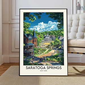 Saratoga Springs Print Black and White, Saratoga Springs Wall Art, Saratoga Springs Poster, Saratoga Springs Photo, New York, USA