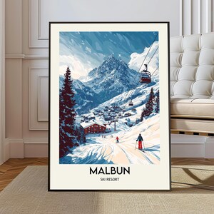 Póster de la estación de esquí de Malbun, arte mural de la estación de esquí de Malbun, impresión de la estación de esquí de Malbun, foto de la estación de esquí de Malbun, estación de esquí de Malbun, Liechtenstein
