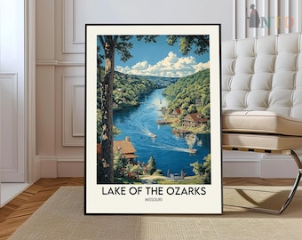 Lake of the Ozarks print - United States, Lake of the Ozarks poster, United States travel poster, Lake view art decor, Holiday poster
