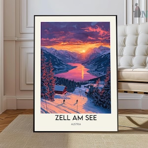 Zell am See Austria Travel Print Zell am See Wall Decor Zell am See Poster Austria Travel Prints Zell am See Art Print Zell am See