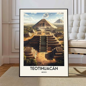 Poster di Teotihuacan, Arte murale di Teotihuacan, Stampa di Teotihuacan, Foto di Teotihuacan, Stampa di poster di Teotihuacan, Poster di viaggio di Teotihuacan in Messico
