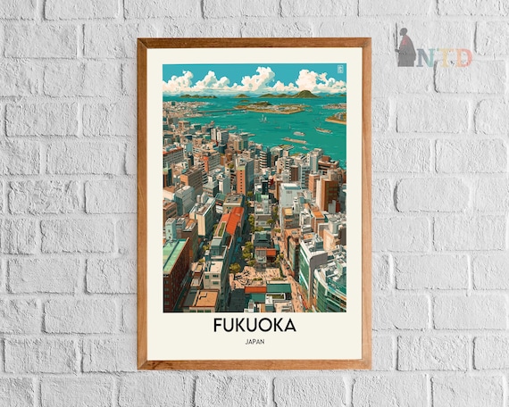 Fukuoka Poster, Fukuoka Wall Art, Fukuoka Print, Fukuoka Photo