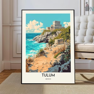 Tulum Poster, Tulum Travel Print, Tropical Decor, Botanical Print, South American Travel Poster, Latin American Decor, Tulum Gift