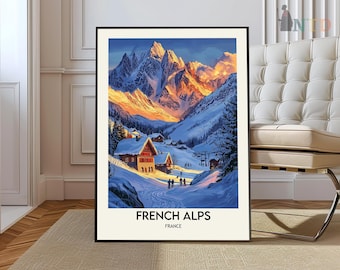 The Alps Poster, France Travel Print, French Decor, Europe Travel Poster, European Wall Art, Mountain Print, The Alps Travel Poster