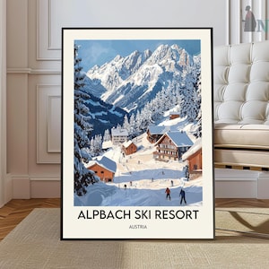 Impresión de la estación de esquí de Alpbach, arte de la pared de la estación de esquí de Alpbach, cartel de la estación de esquí de Alpbach, foto de la estación de esquí de Alpbach, estación de esquí de Alpbach Austria
