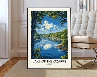 Lake of the Ozarks print - United States, Lake of the Ozarks poster, United States travel poster, Lake view art decor, Holiday poster