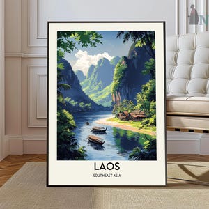 Laos poster, Laos Wall Art, Laos Print, Laos Photo, Laos Poster Print, Laos Travel Poster, Laos Gift, Mekong River, Laos art, Luang Prabang