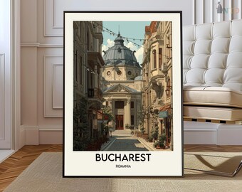 Bucharest Poster Print Romania Wall Art Eastern Europe City Decor Europe Travel Illustration Gift