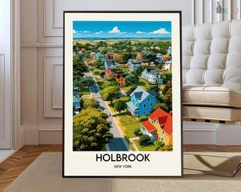 Holbrook New York Poster Print, Long Island Suburban Landscape Wall Art, Scenic NY Decor, USA Travel Gift