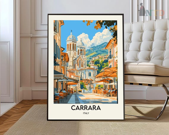 画家Silvio Di Volo イタリア　絵サイズ30x40額サイズ60x49 Carrara Italy Poster: Tuscany Travel Photography, Marble City Art