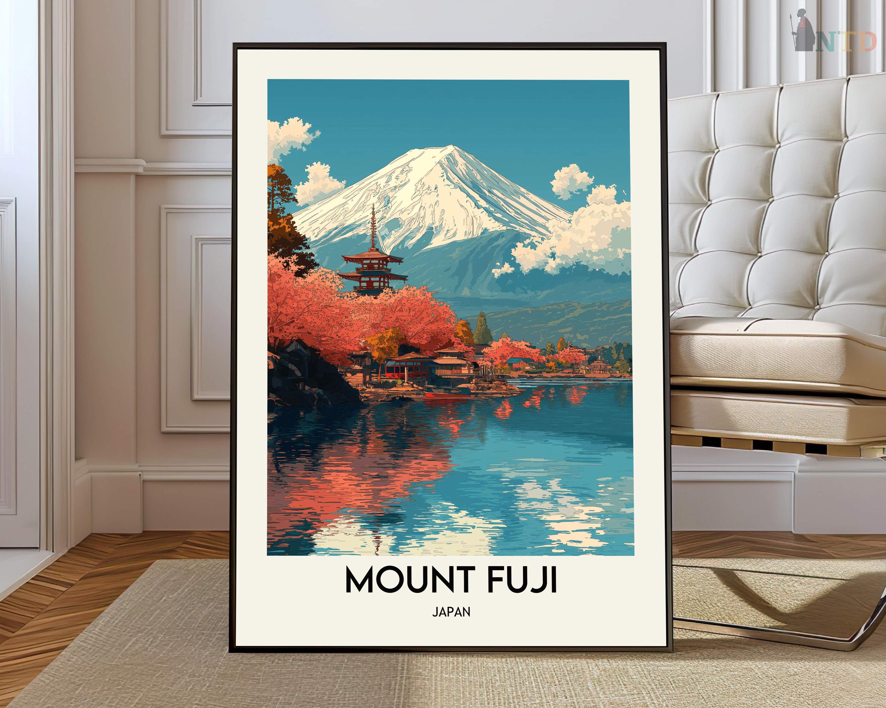 Affiche Japonaise Volcan – Décoration Murale Asiatique – Art Oriental