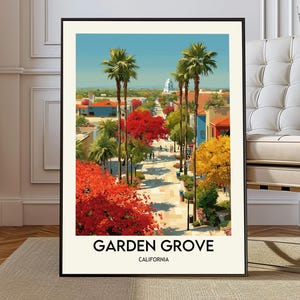 Garden Grove California Print Garden Grove California Poster, Orange County City Wall Art, Scenic Southern California Urban Illustration