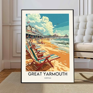 Great Yarmouth Travel Print, Travel Poster of Great Yarmouth , Norfolk Gift, England, Norfolk Art, Great Yarmouth Gift, Wall Art Print