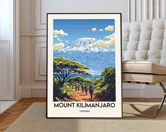 Mount Kilimanjaro National Park Travel Poster, Tanzania Wall Art, Mount Kilimanjaro Print, Home Decor, Birthday Gifts