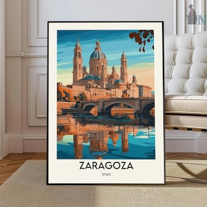 Póster de Zaragoza, Arte mural de Zaragoza, Impresión de Zaragoza, Foto de Zaragoza, Impresión de póster de Zaragoza, Póster de viaje de Zaragoza, Impresión de la región de Aragón