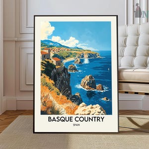 Basque Country Travel Poster, Basque Wall Art, Basque Poster Print, Basque Photo, Basque Decor, Guggenheim Museum, Western Pyrenees