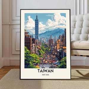 Affiche de Taiwan, art mural Taiwan, impression de Taiwan, photo de Taiwan, impression d'affiche de Taiwan, affiche de voyage de Taiwan, Taipei Taiwan, gratte-ciel Taipei 101