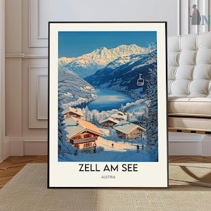 Zell am See Austria Travel Print Austrian Lakeside Scenery Poster Zell am See Wall Art Alpine Village Decor Ski Destination Gift