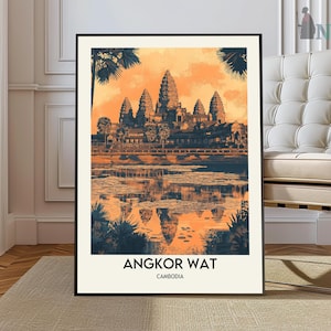 Angkor Wat Poster, Angkor Wat Travel Print, Cambodia Travel Print, Asia Travel Art, Angkor Wat print, Tropical Art, Asian Gift