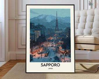 Sapporo poster, Sapporo Wall Art, Sapporo Print, Sapporo Photo, Sapporo Poster Print, Sapporo Travel, Sapporo city, Sapporo map