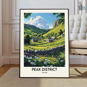Peak District Travel Print, Peak District Travel Poster, Peak District Landscape Print, England Wall Art, English Travel Decor, Travel Gift