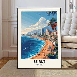Beirut Poster, Beirut Reisedruck, Tropisches Dekor, Meer, Wandkunst, libanesisches Dekor, Libanon Reisedruck, Beirut Geschenk, Beirut Reiseplakat
