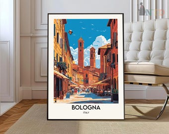 Bologna Poster, Bologna Travel Print, Italian Travel Poster, Italy Decor, Bologna Art, Travel Gift, Floral Print, Botanical Art