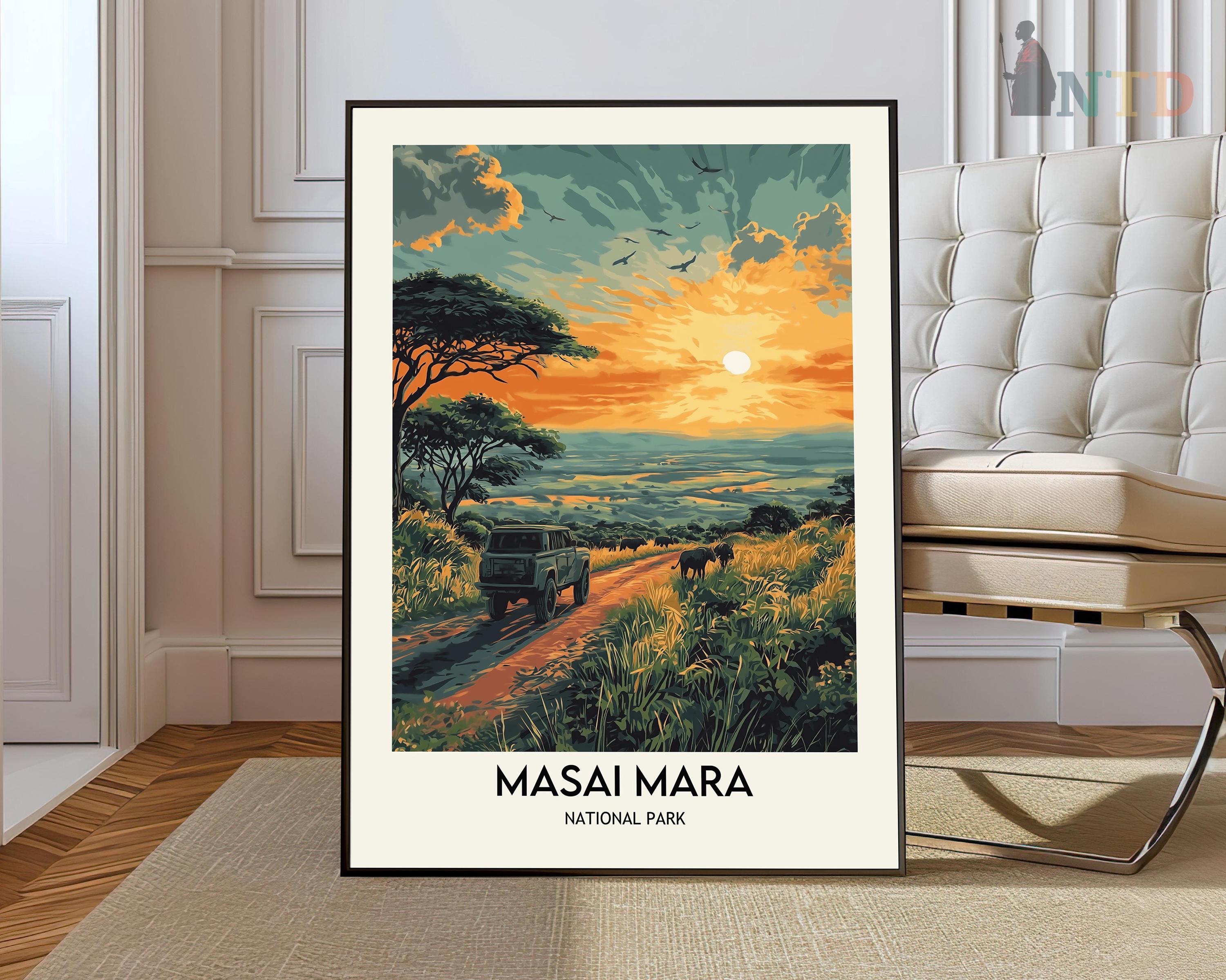 Masai Mara Travel Wall Art Masai Mara Wall Decor Masai Mara Travel Print Wall Art Masai Mara Print Masai Mara Poster Kenya Wall Art Gift