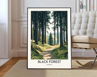 Black Forest Poster, Germany Travel Print, German Decor, Europe Travel Poster, European Wall Art, Mountain Print, Black Forest Travel Poster