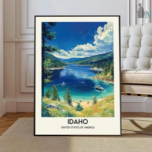 Kaart van Idaho, kaart van Idaho, afdrukken van kaart van Idaho, gepersonaliseerde kaart van Idaho, kunst aan de muur van Idaho, reisposter van Idaho, poster van Idaho, foto van Idaho, poster Boise Idaho
