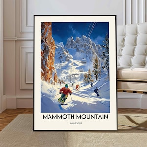 Mammoth Mountain Ski Resort Poster, California Travel Poster, Skiing Print, Vintage Ski Poster, Mammoth Lakes, Mammoth Mountain print