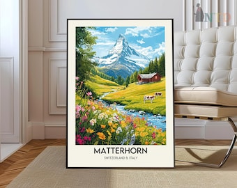 マッターホルン山のアートプリント：スイスの現代風景 - Etsy 日本