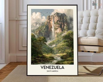 Venezuela poster, Venezuela Wall Art, Venezuela Print, Venezuela Photo, Angel Falls Print, Venezuela Travel, Venezuela city, Venezuela map