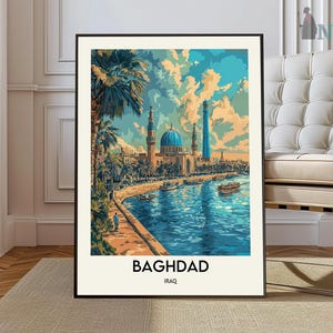 Baghdad Poster, Baghdad Travel Print, Islamic Decor, Tropical Wall Art, Iraq Decor, Middle Eastern Print, Iraq Poster,  Baghdad Iraq poster