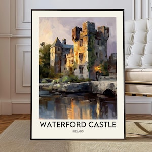 Waterford Castle print, Waterford Castle poster, Waterford Castle wall art, Waterford Castle decor, Ireland castle artwork, Waterford gift