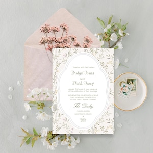 Wildflower Wedding Invitation Template, Minimalist Garden,  Floral Printable Stationery, Coquette Aesthetic - SECRET GARDEN, DIY Invite