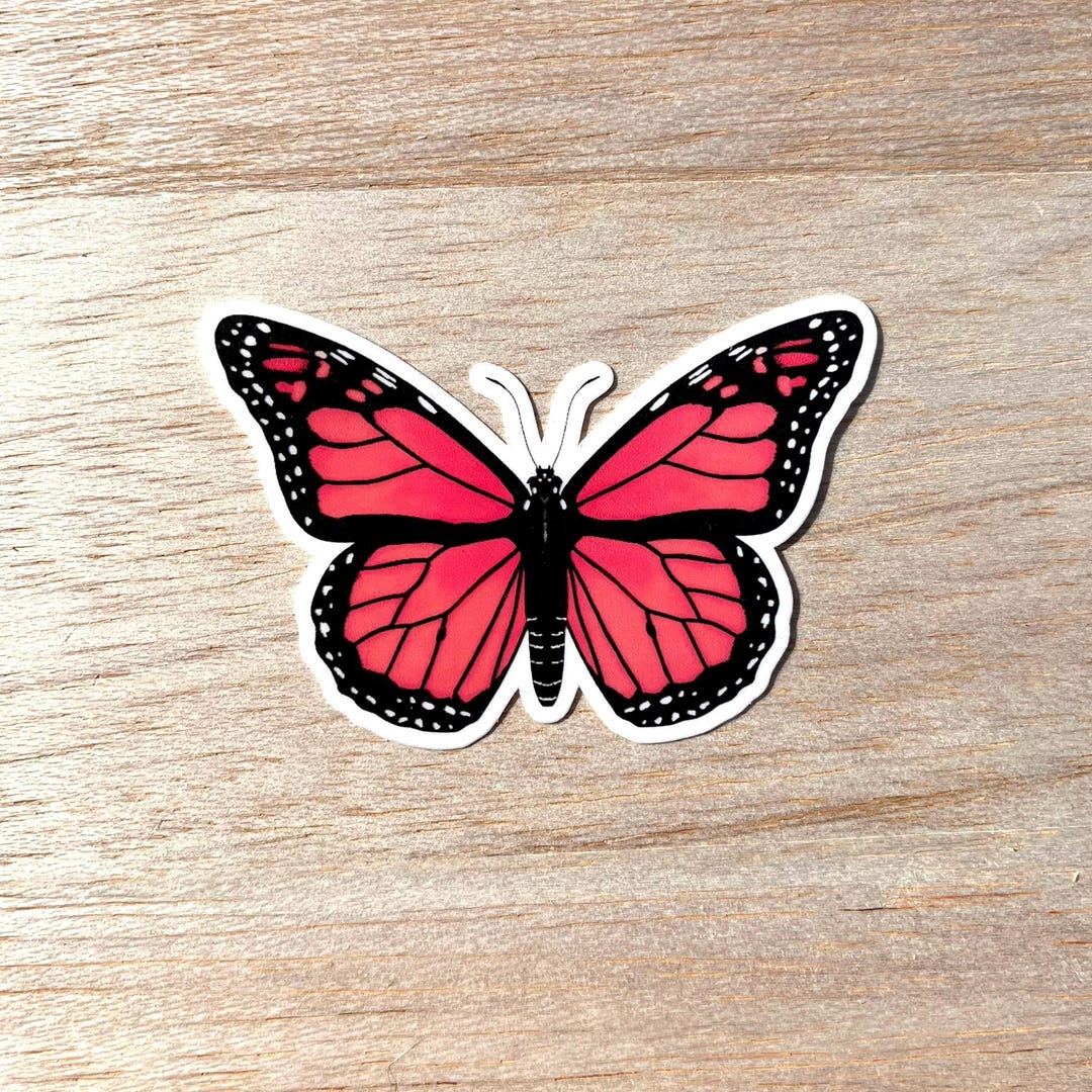 Pink Monarch Butterfly Sticker, Waterproof Vinyl Sticker - Etsy