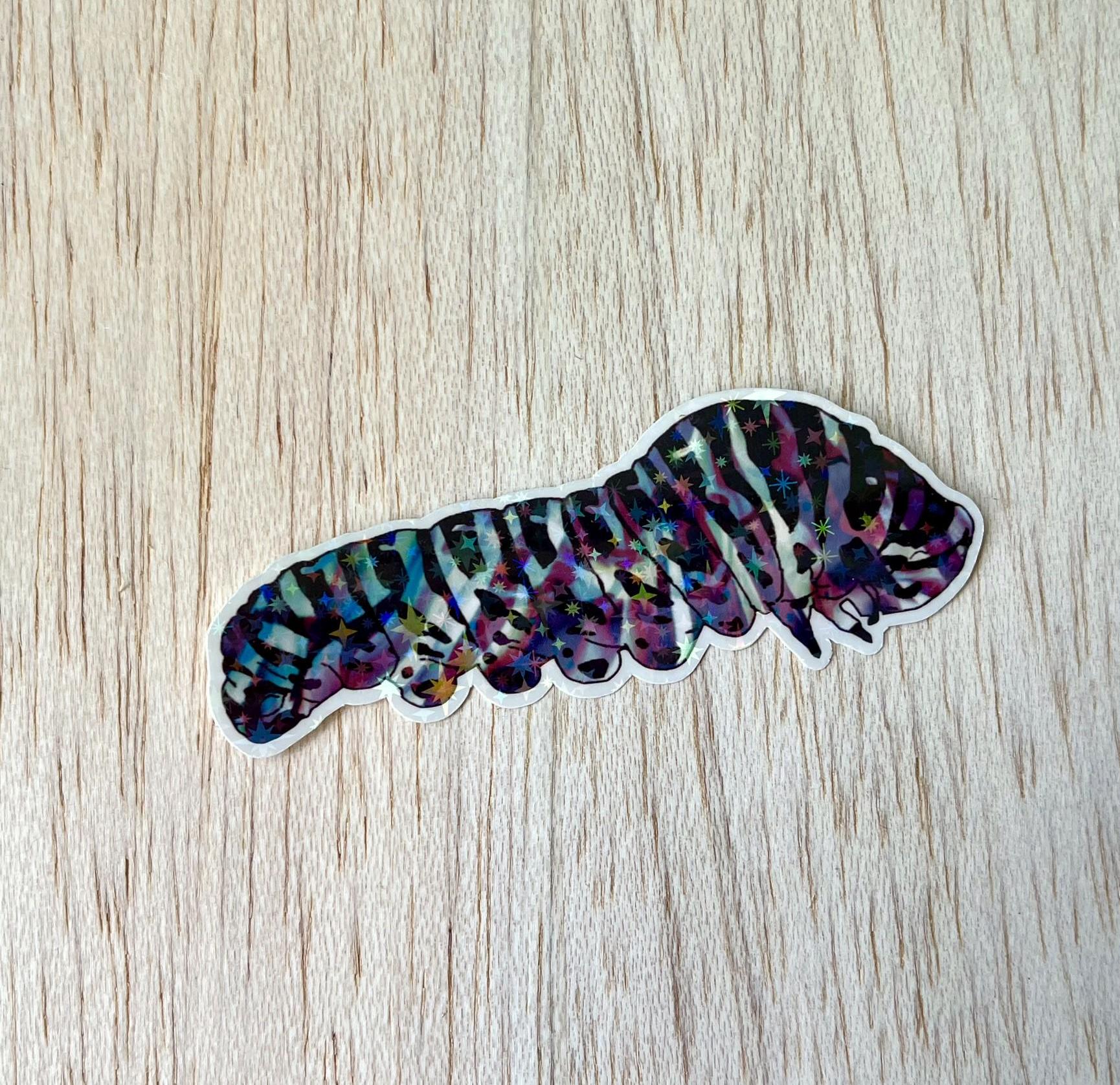 Colorful Caterpillar Sticker, Holographic, Psychedelic, Waterproof Vinyl Sticker