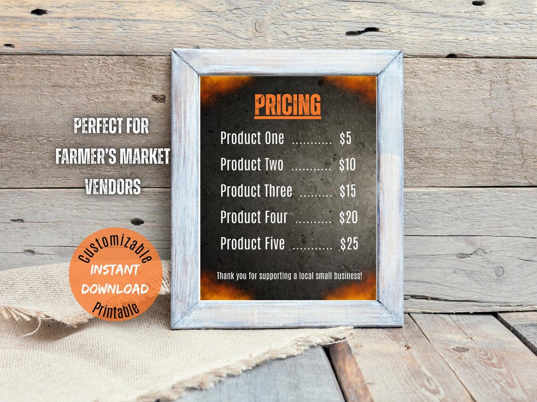 Editable Farmers Market Price Sign Template (digital Download) - Etsy