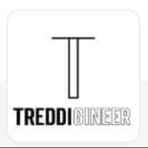 Pu&ograve; includere: Un quadrato bianco con un disegno a tratto nero di un oggetto a forma di T. Sotto il disegno c'&egrave; il testo "TREDDIGINEER" in un carattere grassetto senza grazie.