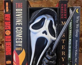 Ghost Visage Book Nook: Hand Painted Movie Collectible Horror Shelf Decor
