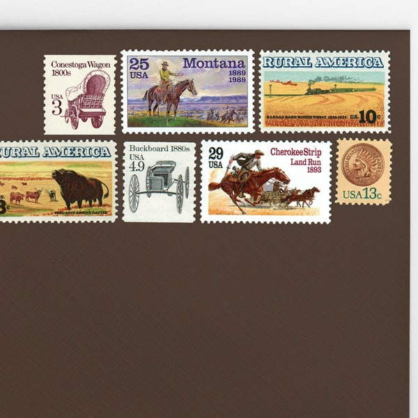 Posts (5) 2 oz wedding invitations - Wild West unused vintage postage stamp sets