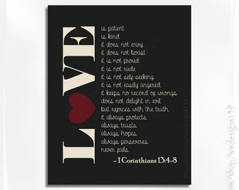 LOVE is.....Wall Art - 1 Corinthians 13:4-8 - Printable Digital Image - Wedding gift - Mother's Day Gift - INSTANT DOWNLOAD