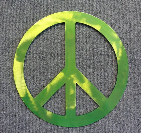 Peace Sign Symbol Plasma Cut Metal Wall Art 10-1/2" Dia Sawtooth Hanger