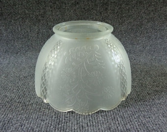 Vintage Glass Lamp Shade Frosted & Clear Glass 7" Dia 4" Tall 3.75" Fitter
