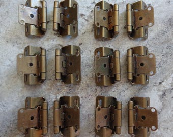 Set of 12 Hinges (6 Pair) Partial Wrap Self Closing Cabinet Door Hinge 1/2" Overlay