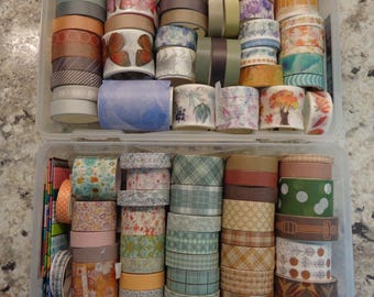 Lot of 78 Rolls of Washi Tape in Plastic Containers Pre-Owned Some New Some Used