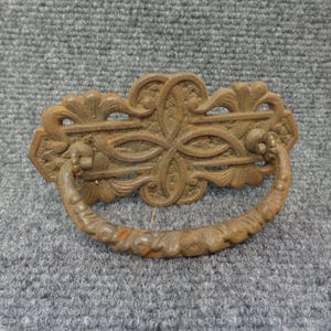 Antique Cast Iron Ornate Drawer Pull Drop Bail 4-3/4&quot; W 3&quot; Centers #DP2
